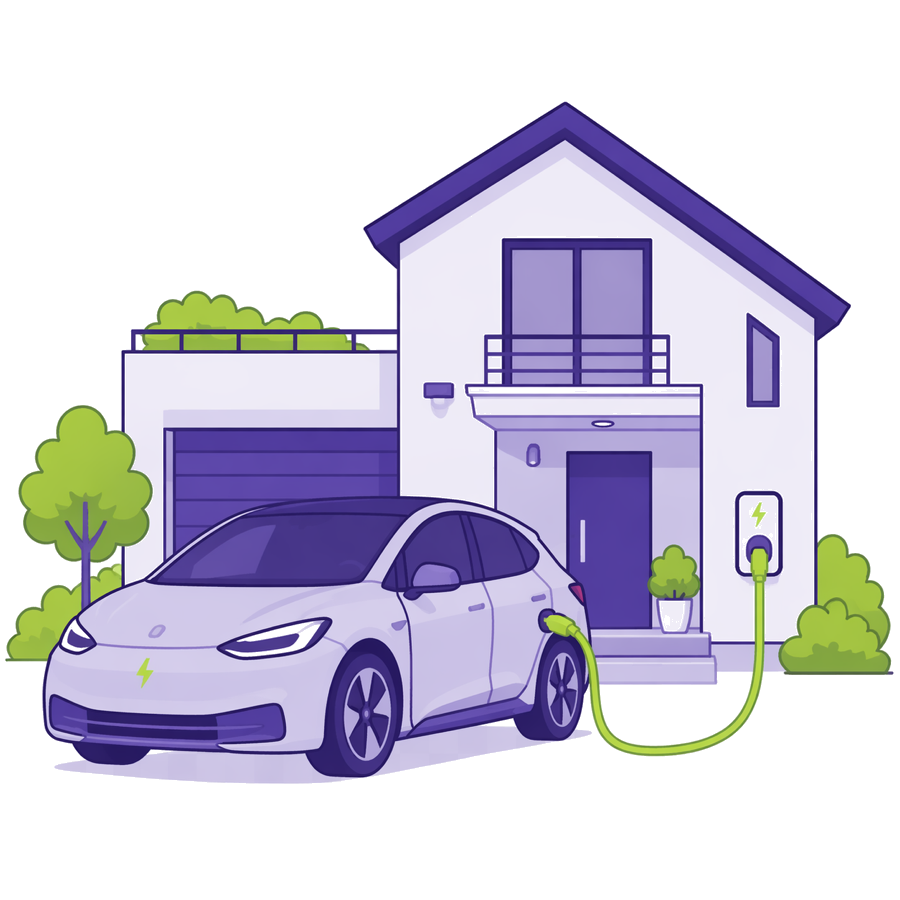 Elektrikli araç eve şarj kablosuyla bağlı